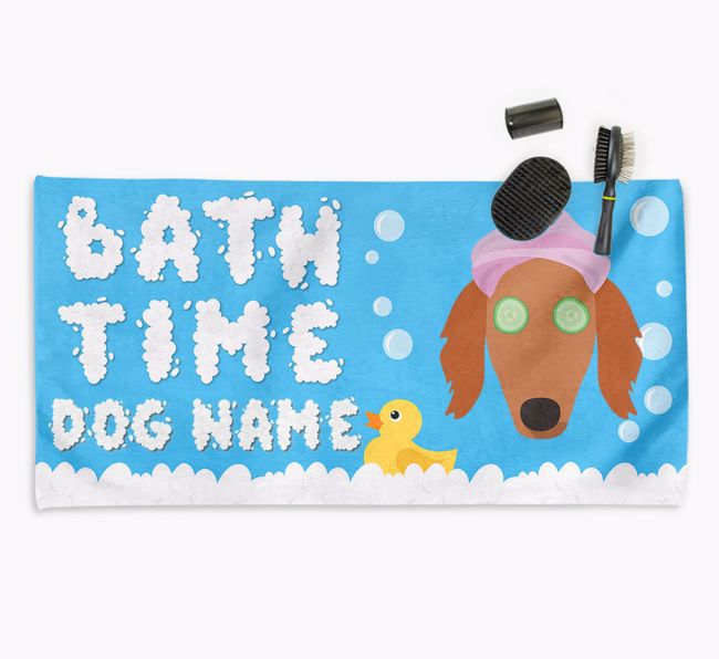 'Bubble Bath Time' Personalised Dog Towel for your {breedCommonName}